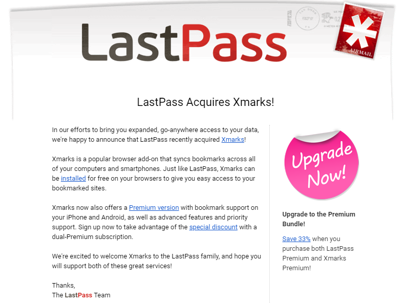 LastPass acquires Xmarks email